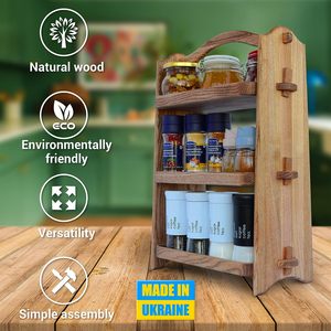 Three-Layer Wooden Standing Type Non-Folding <b>Storage</b> <b>Rack</b> for <b>Kitchen</b> Seasoning <b>Storage</b> Easy Installation - Product Image 6