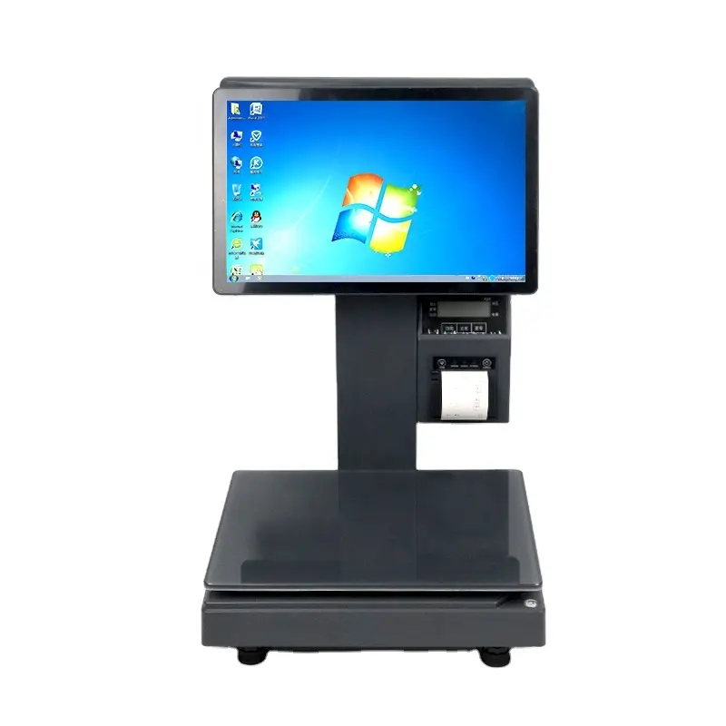 Pos-Systeem Terminal Dual Touch Kassa Balanceren Retail Weging Betaling Lezer Printerapparatuur Allemaal In Één Weegschaal