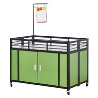 Chariot à étagères de supermarché double face Présentoir en métal robuste avec étal de rue pliable à un étage Chariot de promotion épaissi