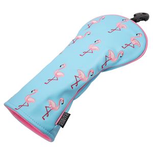 Housse <span class=keywords><strong>de</strong></span> tête <span class=keywords><strong>de</strong></span> <span class=keywords><strong>club</strong></span> <span class=keywords><strong>de</strong></span> <span class=keywords><strong>golf</strong></span> en similicuir PU bleu clair lisse avec broderie <span class=keywords><strong>de</strong></span> flamants roses, pour driver hybride en bois - Product Image 6