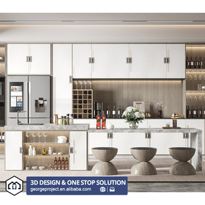 إعادة تصميم مطبخ مشروع فندق إسبانية مباشرة من أثاث الصين خزائن مطبخ Pvc تصاميم مطبخ حديثة - Product Image 1