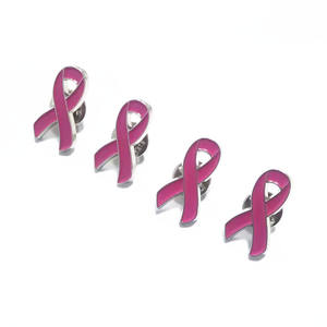 Vente en gros <span class=keywords><strong>d</strong></span>'épingles métalliques en ruban <span class=keywords><strong>moins</strong></span> chères, petites et moyennes épinglettes de sensibilisation au cancer du sein rose foncé - Product Image 1