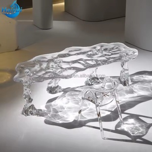 Meubles de luxe en résine transparente sur mesure, table à manger en cristal artificiel moderne, ornement artisanal, sculpture en résine époxy - Product Image 5