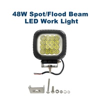 Projecteur de travail LED 48W super lumineux blanc naturel étanche IP67 12V faisceau spot/diffuse pour voitures, engins de chantier, véhicules agricoles