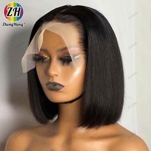 Vente en gros 12A Highlight court Bob 13x4 HD Lace Frontal Bob perruque 100% cheveux humains vierges brésiliens pré-plumés avec des cheveux de <span class=keywords><strong>Boby</strong></span> - Product Image 1