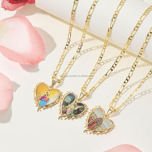 新しいカスタマイズ可能なパターンライトラグジュアリーハート型ペンダントSaint Michael <span class=keywords><strong>Archangel</strong></span>宗教的ペンダントチャーム - Product Image 1