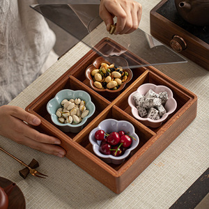 Assiettes à collation en forme de fleur en céramique, petites assiettes à fruits en porcelaine pour le service de thé - Product Image 4