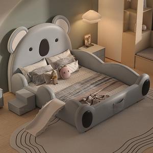 JINS Atunus di lusso moderno letto singolo per adolescenti comodi ragazzi per ragazze camera da letto mobili in legno massello pelle letto principessa - Product Image 1