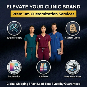 Uniformes Médicos de Excelente Calidad en Tela Elástica Unisex para Hombres y Mujeres en Color Caqui, Blanco, Rojo, Rosa y Azul, Conjuntos de Uniformes para Spa - Product Image 5