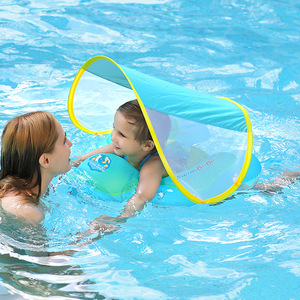 Bouée de bain gonflable pour bébé avec auvent, forme ovale, pour piscine et parc aquatique, flotteur de natation pour enfant, protection solaire - Product Image 1