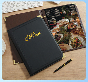 Cubierta de Menú de Cuero PU Vintage con Logotipo Estampado en Caliente Personalizado al por Mayor para Restaurantes y Hoteles, con Inserto Transparente de PVC Impermeable, Libro de Lista de Vinos - Product Image 3