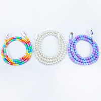2024 Fábrica al por mayor joyería cadena cuentas cable USB carga rápida teléfono móvil cable de datos personalizado 1M 2M para iPhone androird