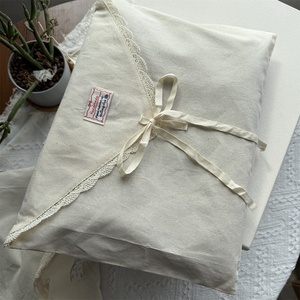 Chuanghua Customized Natural Color Lace Edge Cotton Canvas <b>Envelope</b> Bag Logo Embroidered <b>Envelope</b> Bag Luxury New Style - Product Image 2