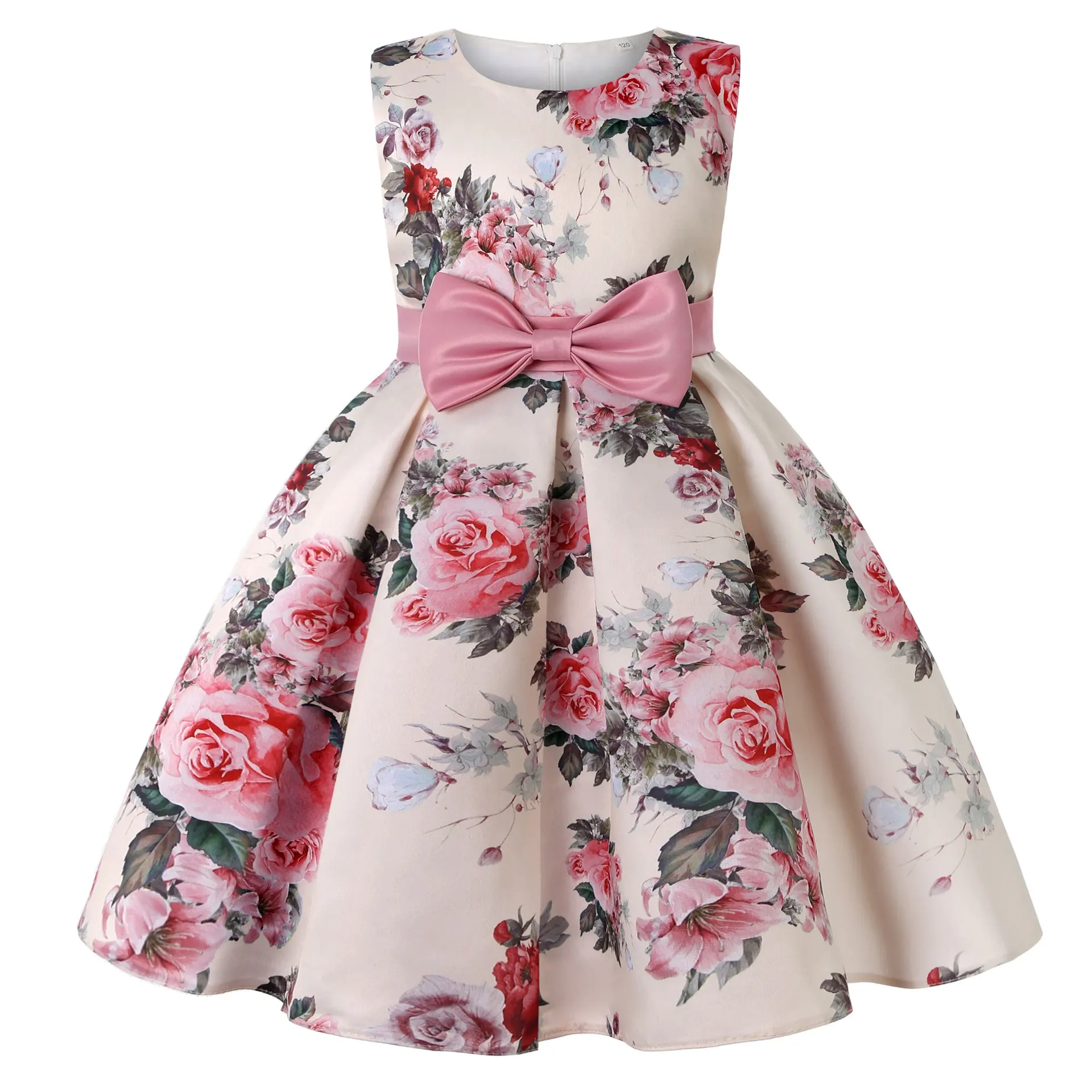 Neue Mädchen Kleid Blumen A-Linie Freizeit kleider Hot Sell Schleife Röcke Säugling & Kleinkind Mädchen Freizeit kleid Kinder Party Sets Großhandel