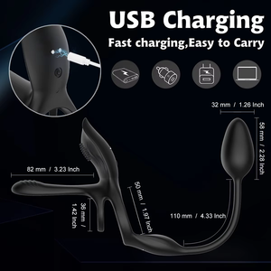 Anillo Vibrador de Silicona de Doble Anillo con Control Remoto, Recargable, Multifrecuencia, Juguete Sexual para Parejas, Resonancia, para Adultos - Product Image 6