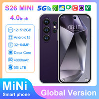S26 MINI Teléfono Inteligente Android Mini Portátil con Pantalla de 4.0 Pulgadas, 12+512 GB de Almacenamiento, Cámara de 64MP, Teléfono Compacto de Bolsillo para Emergencias y Actividades al Aire Libre