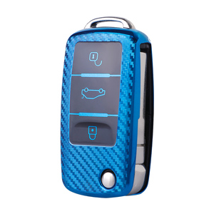 Funda Protectora de Fibra de Carbono TPU para Llaves de Coche Volkswagen Sagitar PASSAT CC Polo Skoda <span class=keywords><strong>VW</strong></span>, Llavero, Accesorio para Bolsa - Product Image 1