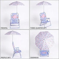 Ensemble chaise de plage compacte pour enfant avec parasol, structure métallique pliable, léger, écologique, durable, portable, mobilier d'extérieur, salle de sport