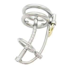 Интимный фиксатор из нержавеющей стали для нижней части тела: мужская клетка для члена, замок для пениса с зубчатым кольцом, уретральная трубка, секс-игрушки для мужчин - Product Image 3