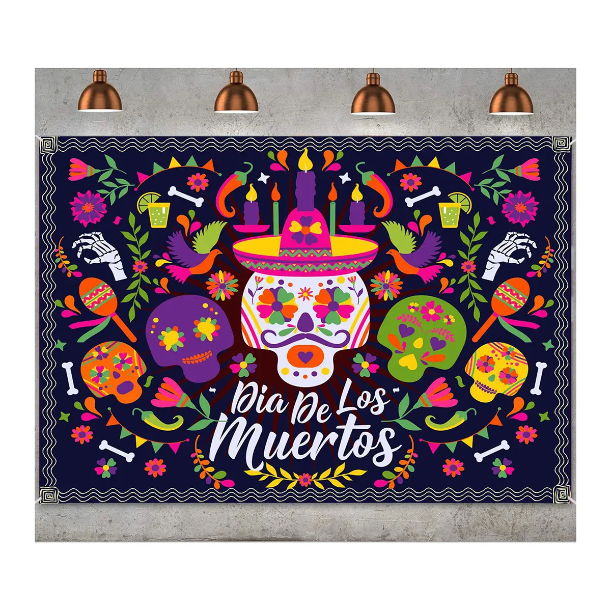 Dia mexicano dos mortos fundo banner Dia fantasma Espírito morto festa Dia de los muertos backdrop banner