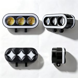ไฟสปอร์ตไลท์ LED สำหรับมอเตอร์ไซค์ 5 เลนส์ สีขาว-เหลือง แสงคู่ พร้อมวงแหวนสีน้ำเงิน สำหรับติดตั้งด้านหน้า อัพเกรด อะลูมิเนียมเกรดอากาศยาน - Product Image 3