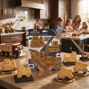 Ensemble de découpoirs et d'emporte-pièces pour biscuits en forme de véhicules de construction - 4 pièces, durables, moulés par injection, pour biscuits, fondant et pâte à sucre, pour la pâtisserie des enfants - Product Image 1