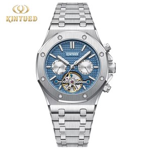 Montre mécanique automatique pour homme KINYUED, bracelet en acier inoxydable, résistante à l'eau 3BAR, affichage lumineux, luxe, mode - Product Image 1