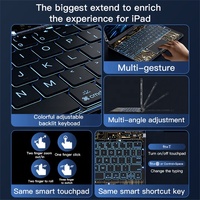 IFacemall - Nueva Funda con Teclado Retroiluminado Inalámbrico de Tamaño Completo de 2.4 GHz con Panel Táctil para iPad Pro 11 Air 4/5/M3/M4 de 10.9 Pulgadas - 7 Colores RGB LED