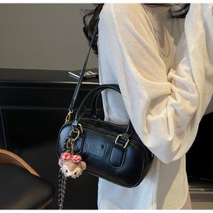 กระเป๋าบอสตันมือถือสไตล์วินเทจสไตล์เกาหลีผู้หญิงหนังแท้มีซิปลายตัวอักษรอเนกประสงค์ - Product Image 2