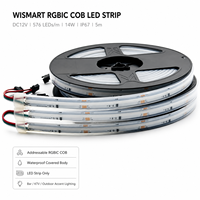 Bande LED COB RGBIC WISMART 12V, 576 LED/m, 5m, 14W, IP67, étanche, adressable, effet de poursuite de couleur, pour bar, KTV, décoration extérieure
