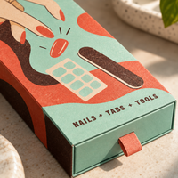 Boîte d'emballage vert recyclable pour faux ongles à presser avec tiroir coulissant, logo personnalisé, boîtes cadeaux rigides en papier pour faux ongles à presser