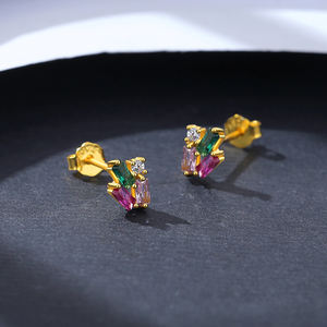 CZCITY anting-anting gaya Korea Wanita desainer perak <span class=keywords><strong>Zarconia</strong></span> 925 wanita trendi zirkon anting-anting warna-warni - Product Image 5