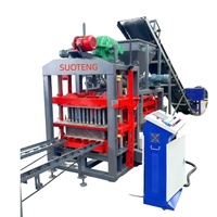Machine automatique de fabrication de blocs de ciment creux SUOTENG QT4-25 avec moteur et pompe, 6 moules pour la production de briques en béton