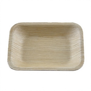 Bandeja Rectangular Desechable de Hoja de Palma de 6 x 5 Pulgadas, Plato para Servir Biodegradable Natural, Estilo Casual para Bodas, Marca OEM - Product Image 1