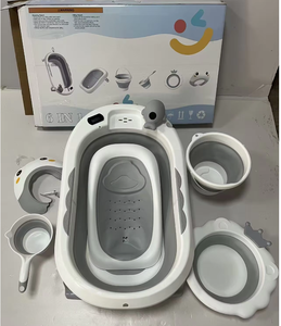 6 Pieces <b>foldable</b> Baby Bathtubs Set for baby spa Tubs for Kids Bathroom Use Plastic Child Wash Shower Set baby <b>bath</b> tub - Product Image 3