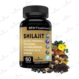 AegleWell Shilajit Complément alimentaire pour hommes avec mousse de mer Tongkat Ali, Ashwagandha, Bore, Zinc, CoQ10, PQQ Capsules de soutien énergétique - Product Image 1