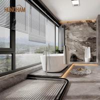 Fenêtre à battant en alliage d'aluminium au design contemporain, cadre fin, double vitrage trempé, pour appartements de luxe