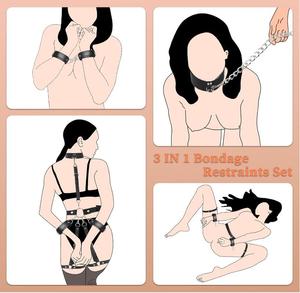 ชุดอุปกรณ์พันธนาการทางเพศแบบ BDSM สำหรับข้อมือและต้นขา ของเล่นทางเพศสำหรับคู่รัก เกม SM สายรัดคอปรับได้ เป็นมิตรกับสิ่งแวดล้อม - Product Image 4
