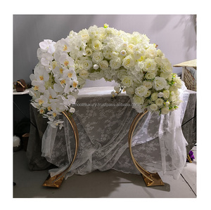 Soporte de flores de acero inoxidable brillante de oro de lujo suave estante de exhibición de flores de Metal DE BODA alto centros de mesa - Product Image 4