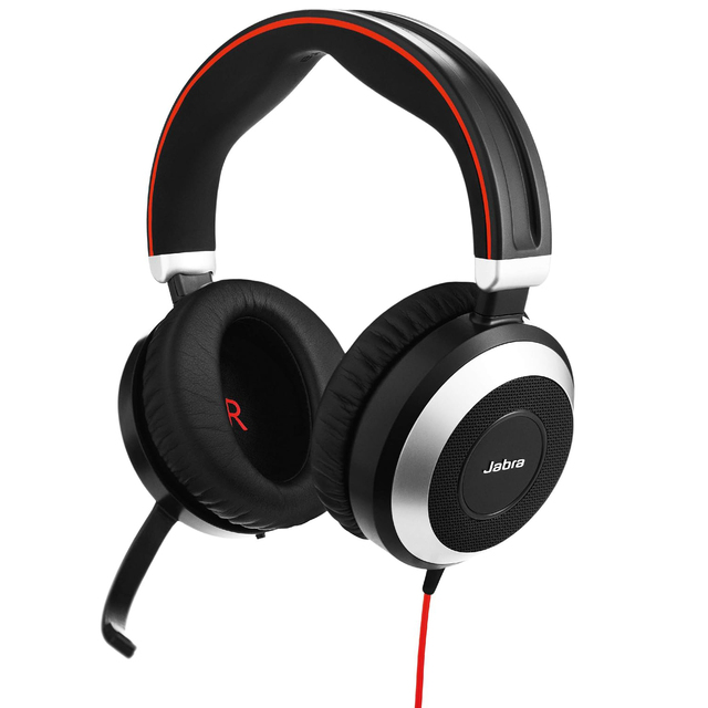 Jabra Evolve 80 MS Wired Headset Professional headset with Noise Cancellation for Calls and Music, Features World Class Speakers