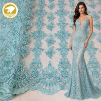 Tissu de robe de mariée en tulle brodé à la main avec des perles lourdes, tendance écologique, best-seller, robe pour femmes