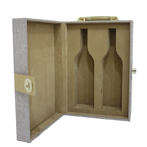 Alta calidad logotipo personalizado MDF 2 botella de <span class=keywords><strong>vino</strong></span> de madera caja de <span class=keywords><strong>vino</strong></span> de cuero de la caja de regalo - Product Image 1