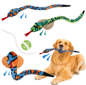 AFP yeni kemik çatırtı ses yumuşak peluş köpek gıcırtı yılan çiğnemek oyuncak Bite dayanıklı interaktif Pet gıcırtılı çiğneme uzun yılan oyuncak - Product Image 1