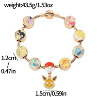 Bracelet Anime POKEMON, figurine de dessin animé mignonne, Eevee Vaporeon Flareon, perles rondes en métal, pendentif, accessoires DIY Kawaii