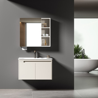 Meuble de salle de bain moderne et élégant avec miroir intelligent, vasque en céramique et armoire en alliage d'aluminium - Solution de rangement de haute qualité (certifié CE/UL)