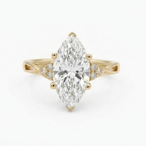 Luxury Marquise Lab Diamond Engagement <b>Ring</b> Solid 18K Yellow Gold Unique Twisted Cross Band Cluster Fine Jewelry - Product Image 1