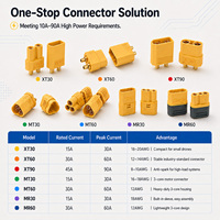 Série de connecteurs XT60 XT90 XT30, Prises mâles et femelles plaquées or avec gaine, Gamme complète de connecteurs MT60 MR60 MT30 MR30