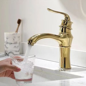 Robinet de lavabo monocommande <span class=keywords><strong>en</strong></span> alliage de <span class=keywords><strong>zinc</strong></span> de style rétro europé<span class=keywords><strong>en</strong></span>, à montage sur plan, avec cartouche céramique, couleur personnalisée, finition électrolytique - Product Image 2