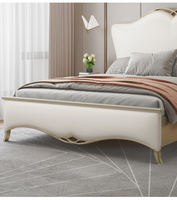 Lit King Size Ajustable Yuqi en Bois Massif Style Français Luxe Léger avec Revêtement en Cuir, Confortable et Montage Facile