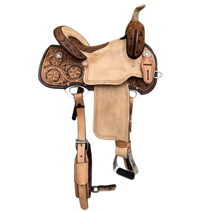 Sillín de caballo de cuero occidental genuino con juego de tachuelas | mayorista de sillín occidental cómodo | accesorios para caballos productos para caballos - Product Image 1